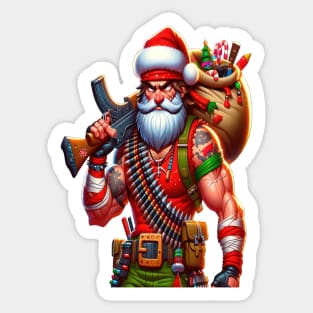 Rambo Santa Sticker